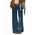 thumbnail image 1 of Women'S Wide Leg Jeans Low Waisted Stretchy Straight Leg Jeans Loose Trendy Denim Pants with Pocket Blue L, 1 of 9