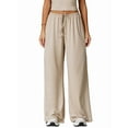 thumbnail image 1 of Women'S Wide-Leg Loose Casual Sports Pants Straight Low-Rise Sweatpants Drawstring Elastic Band Pockets Apricot L, 1 of 9