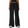 thumbnail image 1 of Women'S Wide-Leg Loose Casual Sports Pants Straight Low-Rise Sweatpants Drawstring Elastic Band Pockets Black L, 1 of 7