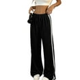 thumbnail image 1 of Women'S Wide Leg Loose Sweatpants Low Rise Y2k Drawstring Workout Sports Pants Black XL, 1 of 8