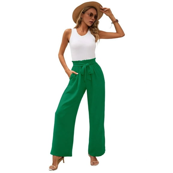 Women'S Wide Leg Lounge Pants Green XL