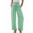 thumbnail image 1 of Women'S Wide Leg Lounge Pants with Pockets High Waisted Adjustable Tie Knot Loose Trousers Light Green L, 1 of 7