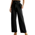 thumbnail image 1 of Women'S Wide Leg Pants with Pockets High Waist Adjustable Knot Loose Casual Trousers Business Work Pants Black XL, 1 of 6