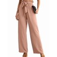 thumbnail image 1 of Women'S Wide Leg Pants with Pockets High Waist Adjustable Knot Loose Casual Trousers Business Work Pants Khaki S, 1 of 6