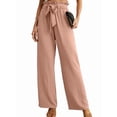 thumbnail image 1 of Women'S Wide Leg Pants with Pockets High Waist Adjustable Knot Loose Casual Trousers Business Work Pants Khaki XL, 1 of 6