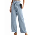thumbnail image 1 of Women'S Wide Leg Pants with Pockets High Waist Adjustable Knot Loose Casual Trousers Business Work Pants Light Blue L, 1 of 6
