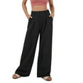 thumbnail image 1 of Women'S Wide Leg Suit Pants Loose Fit High Elastic Waisted Business Casual Long Trousers Pants Black XL, 1 of 7