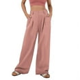 thumbnail image 1 of Women'S Wide Leg Suit Pants Loose Fit High Elastic Waisted Business Casual Long Trousers Pants Pink XXL, 1 of 7
