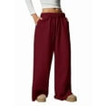 thumbnail image 1 of Women'S Wide Leg Sweatpants Baggy Drawstring High Waisted Joggers Lounge Sweat Pants with Pockets Red M, 1 of 9