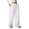 thumbnail image 1 of Women'S Wide Leg Sweatpants Baggy Drawstring High Waisted Joggers Lounge Sweat Pants with Pockets White S, 1 of 8