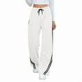 thumbnail image 1 of Women'S Wide Leg Sweatpants Casual High Waisted Straight Sweat Pants Drawstring Joggers with Pockets White L, 1 of 7