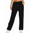 thumbnail image 1 of Women'S Wide Leg Sweatpants High Waisted Baggy Interior Drawstring Sweatpants Straight Leg Sweat Pants Black L, 1 of 7