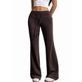 thumbnail image 1 of Women'S Wide Waistband Sweatpants Trendy Baggy High Waisted Casual Trousers Flare Leg Pant Brown M, 1 of 7