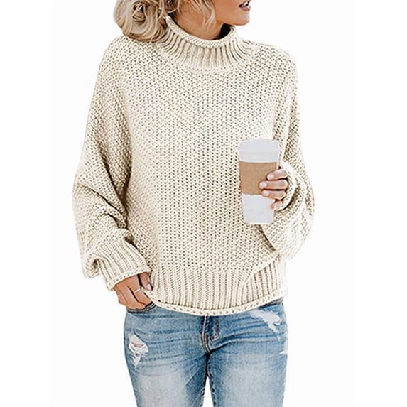 Women'S Winter Autumn Solid Color Lantern Sleeve Long Sleeve Sweater Pullover Coat S