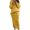 thumbnail image 1 of Women'S Winter Chunky Cable Knit Long Skirt 2 Piece Outfit Sweater Sets Yellow M, 1 of 10