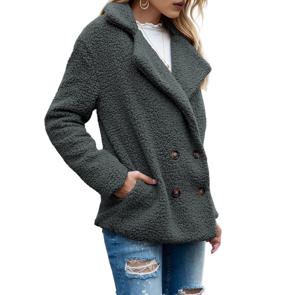 Women'S Winter Coats Fleece Faux Fur Shearling Oversized Trendy Jackets Warm Outerwear Clothing Dark Gray XXL