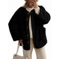 thumbnail image 1 of Women'S Winter Coats Long Sleeve Button Up Fuzzy Fleece Jackets Outerwear Fall Fashion Clothes Black XL, 1 of 9