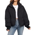 thumbnail image 1 of Women'S Winter Cropped Puffer Jacket Coat Short Warm Quilted Jacket Black XL, 1 of 6