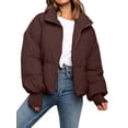 thumbnail image 1 of Women'S Winter Cropped Puffer Jacket Coat Short Warm Quilted Jacket Coffee XS, 1 of 7