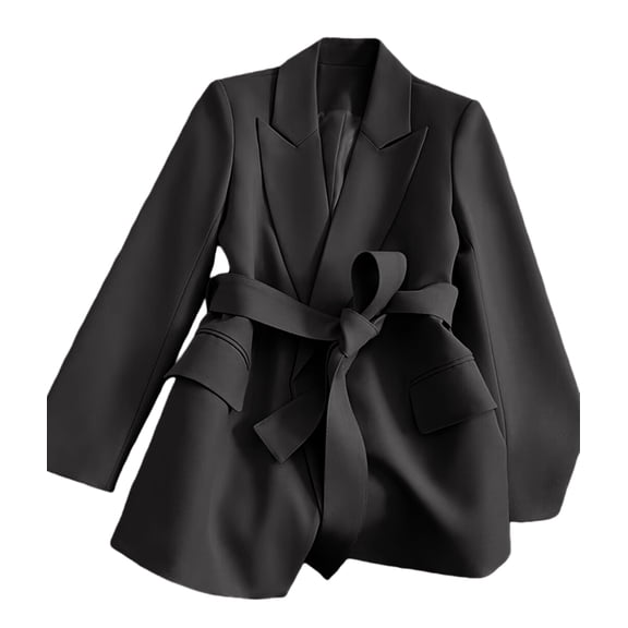 Women'S Winter Jackets Dressy Casual Ribbed Long Sleeve Lapel Fashion Work Busines Black XXL