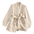 thumbnail image 1 of Women'S Winter Jackets Dressy Casual Ribbed Long Sleeve Lapel Fashion Work Busines Ivory White XXL, 1 of 8