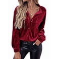 thumbnail image 1 of Women'S Winter Long Sleeve Velvet Cardigan Button Casual Tops Shirt Ladies Tops Green XS, 1 of 7