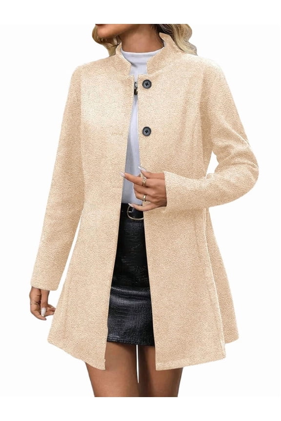 Women'S Winter Overcoat Mid-Long Stand Collar Single Breasted Coat Outerwear Color XL