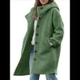 thumbnail image 1 of Women'S Winter Single-Breasted Long Hooded Casual Windbreaker Jacket Bean Green S, 1 of 6