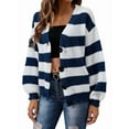 thumbnail image 1 of Women'S Winter Striped Cardigan Sweaters Long Sleeve Button Down Open Front Chunky Knit Oversized Sweater Coat Blue S, 1 of 8