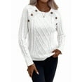 thumbnail image 1 of Women'S Winter Sweaters Trendy Knit Button Detail Raglan Sleeve Sweater Fashion Sweater White S, 1 of 10
