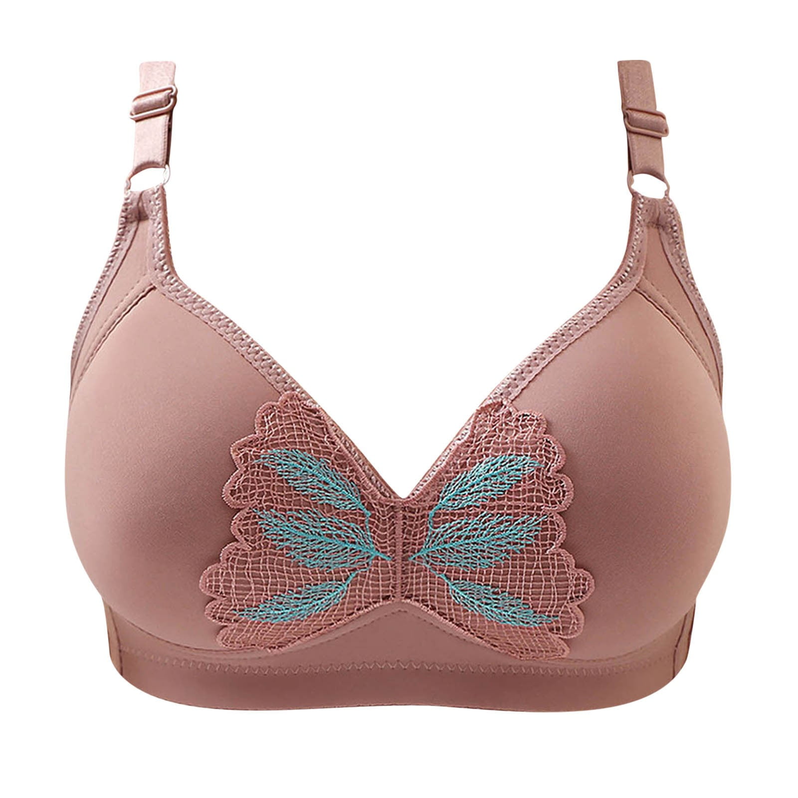 Women'S Wireless Cotton Bra Full Coverage Lace Underwire Racerback Bra