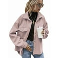 thumbnail image 1 of Women'S Wool Blend Button Down Long Sleeve Oversized Shacket Jacket Coat Pink S, 1 of 7