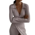 thumbnail image 1 of Women'S Wool Blend Side Slit Sweater Dresses Fall Business Casual Outfits Light Gray M, 1 of 7