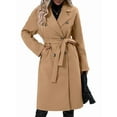 thumbnail image 1 of Women'S Wool Pea Coat Double Breasted Fleece Trench Coat Mid Long Winter Wool Blend Overcoat Dressy Outfit Khaki XL, 1 of 6