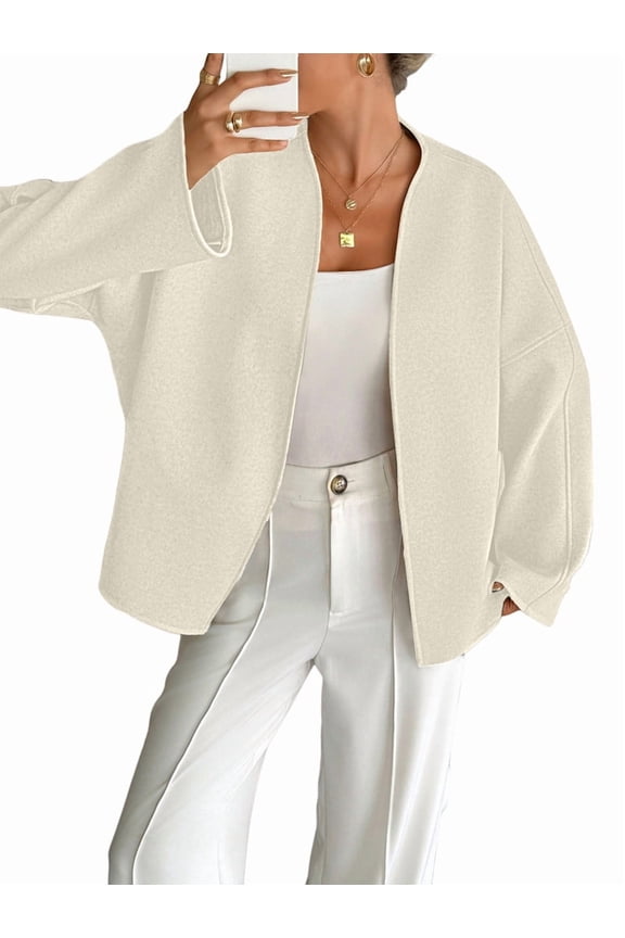 Women'S Wrap V Neck Long Sleeve Tie Front Belted Cardigan Casual Sweater Apricot L