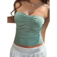 thumbnail image 1 of Women'S Y2K Strapless Tube Top Basic Knit Crop Top Backless Sleeveless Bandeau for 2025 Summer Outfits Green XL, 1 of 9