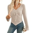 thumbnail image 1 of Women'S Y2k Aesthetic Trendy Long Sleeve Shirt Cute Ruched Drawstring Slim Fit Pullover Tops Y2k Clothes  L, 1 of 7