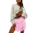 thumbnail image 1 of Women'S Y2k Half Slip Skirt Low Rise Pleated Ruffle LaceTrim Skirt Layered Flowy Short Skirts Underskirt Pink XL, 1 of 5