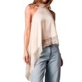 thumbnail image 1 of Women'S Y2k Halter Mock Neck Sleeveless Top Lace Asymmetrical Hem Going Out Tank Tops Champagne Color XL, 1 of 10