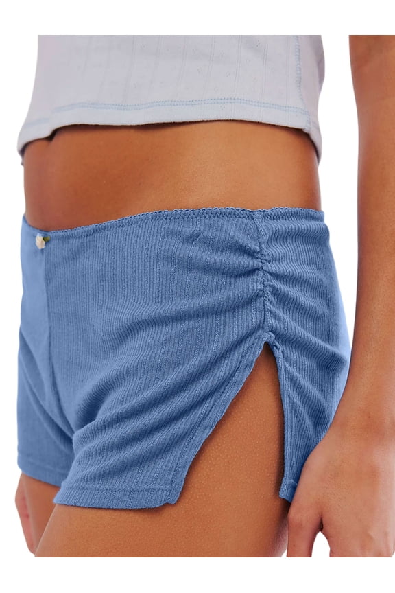 Women'S Y2k Micro Shorts Low Waist Side Slit Boyshort Slim Booty Shorts Lounge Pj Bottom S