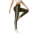 thumbnail image 1 of Women'S Yoga Lounge Leggings with Double Stripe Design, Comfort Fit, Non-See Through Green XL, 1 of 7