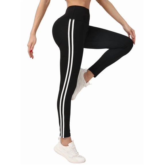 Women'S Yoga Lounge Leggings with Double Stripe Design, Comfort Fit, Non-See Through
