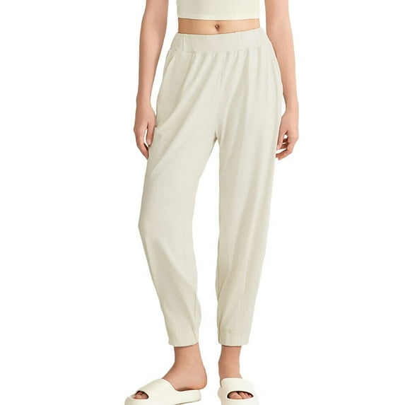 Mawalde Women'S Yoga Pants Long Sweatpants Jogger Slim Fit Gym Casual Comfy Hiking Thin Stretch Elastic Waist Coconut Milk White M