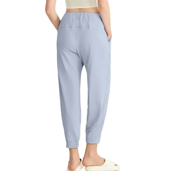 Mawalde Women'S Yoga Pants Long Sweatpants Jogger Slim Fit Gym Casual Comfy Hiking Thin Stretch Elastic Waist Glacier Blue L