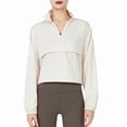 thumbnail image 1 of Women'S Zip Up Athletic Jacket Stand Collar Windproof Sun Protection Workout Outdoor Jacket Cream White M, 1 of 9