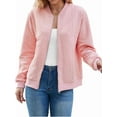 thumbnail image 1 of Women'S Zip Up Cardigan Sweater Hoodies Long Sleeve Jacket Outfits Crewneck Casual Coat Pink L, 1 of 10