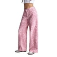thumbnail image 1 of Women'S for Pink Leopard Wide Leg Jeans XXL, 1 of 8