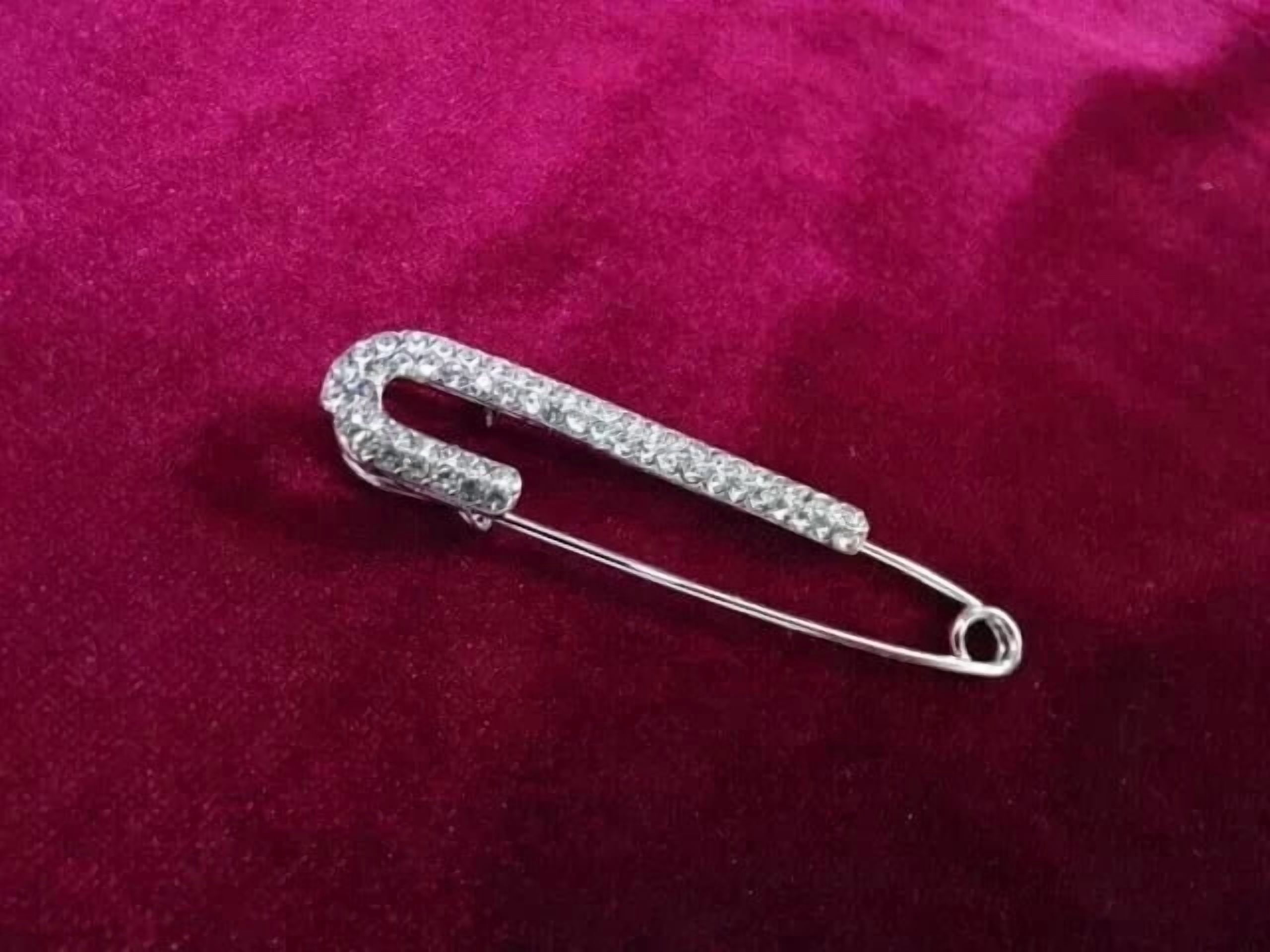 Women Safety Brooch Pin 2Ct Lab-Created Diamond Round Cut 14k White Gold Plated