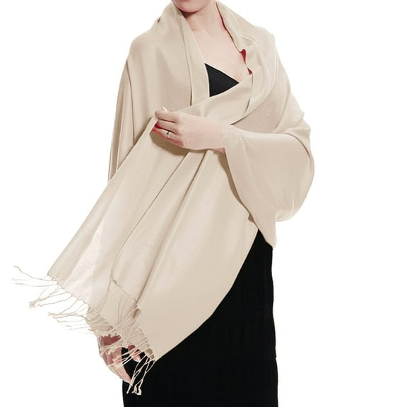 TZ Promise Women Sand Pashmina Shawl and Wrap Soft Solid Color Scarf with Fringes