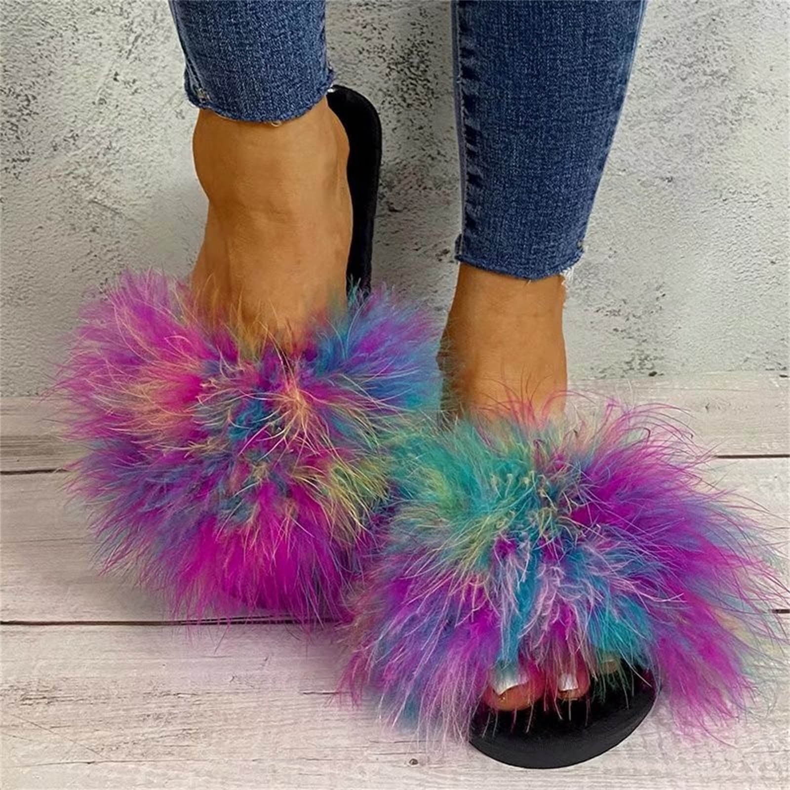 Women Sandals Clearance 2023! Pejock Women's Flat Sandals Extremely Comfy Slides Sandals Plush